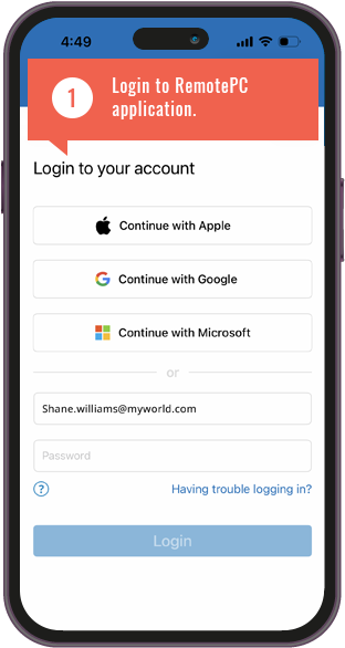 RemotePC mobile app for remote desktop access on iOS and Android devices